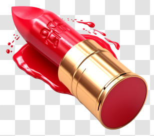 Red Lipstick - Red Lipstick With Gold Casing And Smear Effect Transparent PNG