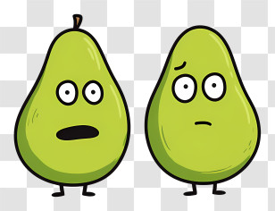 Cartoon Avocados - Green Pears With Facial Expressions Transparent PNG