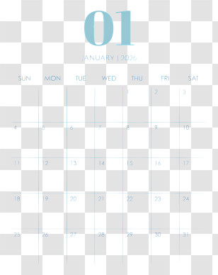 January 2026 Calendar - January Calendar For 2026 Transparent PNG