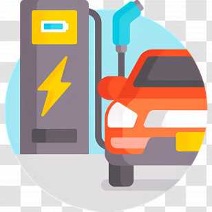 Electric Car - Electric Car Charging At Station Illustration Transparent PNG