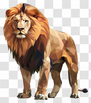 Lion - Geometric Lion Illustration With Bold Mane Transparent PNG