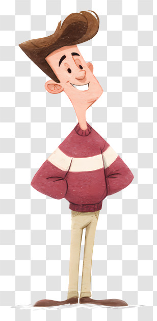Jfk From Clone High - Maroon Sweater Cartoon Guy Transparent PNG