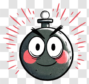 Bomb With Eyes - Angry Cartoon Bomb Illustration Transparent PNG