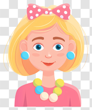 Blonde Girl - Blonde Girl With Pink Bow And Earrings Transparent PNG