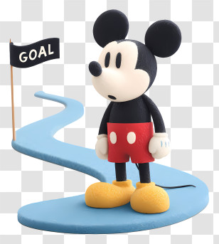 Mickey Mouse Aim To Goal - Classic Mouse Character On Goal Path Transparent PNG