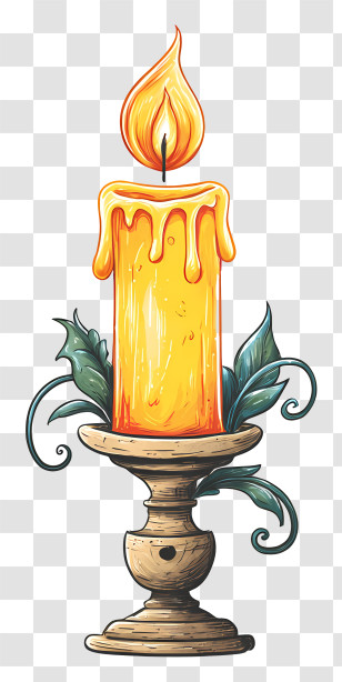 Candle Light - Decorative Candle With Holder Transparent PNG