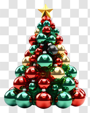 Christmas Tree - Decorative Christmas Tree With Ornaments And Star Transparent PNG
