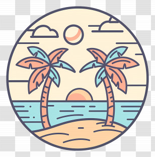 Beach Logo - Tropical Beach With Palm Trees Illustration Transparent PNG