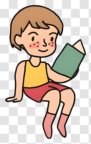 Child Reading Book - Boy Sitting And Reading A Book Transparent PNG