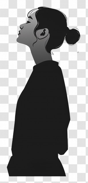 Casual Woman Standing - Silhouette Of Woman In Profile Transparent PNG