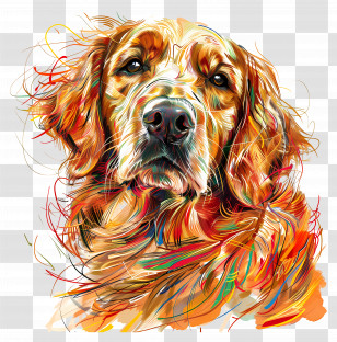 Golden Retriever Dog - Golden Retriever Illustration With Vibrant Colors Transparent PNG
