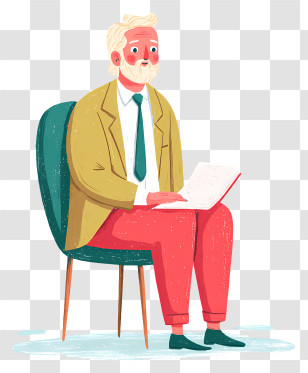 Businessman Doing Job Interview - Man Reading In A Chair Transparent PNG