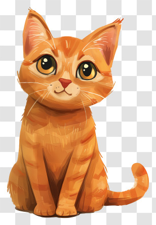 Ginger Cat - Adorable Cute Orange Cat Art Illustration Transparent PNG