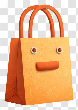 Paper Bag Day - Orange Shopping Bag With Face Transparent PNG
