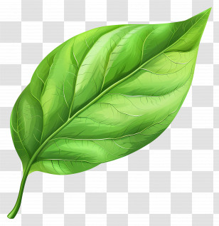 Green Leaf Clipart - Detailed Green Leaf Illustration Transparent PNG