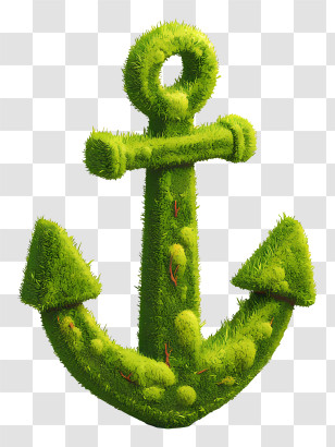Mossy Anchor Symbol - Green Anchor With Grass Transparent PNG