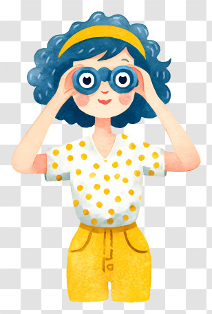 Woman Looking Through Binoculars - Blue-Haired Girl With Binoculars Transparent PNG