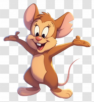 Jerry Mouse - Cute Brown Cartoon Mouse With Joyful Expression Transparent PNG