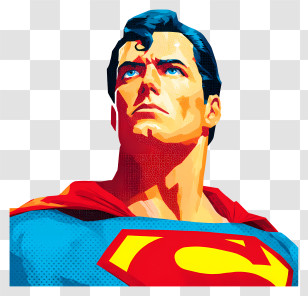 Pop Art Superman - Colorful Superhero Illustration Transparent PNG