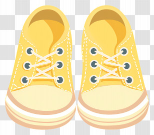 Baby Shoes - Yellow Sneakers With Laces Transparent PNG