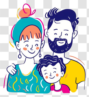 Family - Happy Family Cartoon Illustration Transparent PNG
