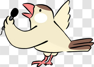 Bird - Singing Cartoon Bird With Microphone Transparent PNG