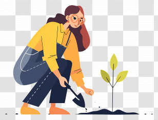 Woman Planting Trees - Planting A Seedling Transparent PNG