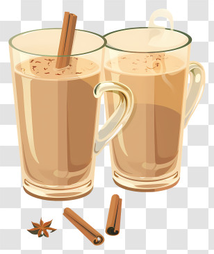 Masala Chai - Two Glasses Of Spiced Warm Beverage Transparent PNG