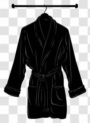 Black Bathrobe On Hanger - Black Bathrobe Hanging On A Hanger Transparent PNG