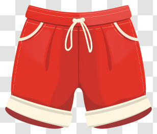 Cartoon Shorts - Bright Red Drawstring Shorts Illustration Transparent PNG