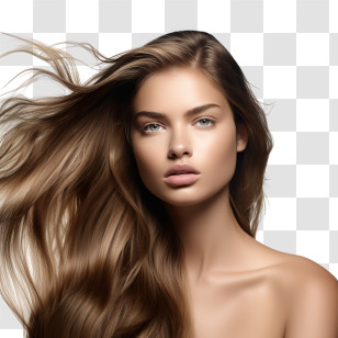 Brazilian Blowout Day - Portrait Of A Woman With Flowing Hair Transparent PNG