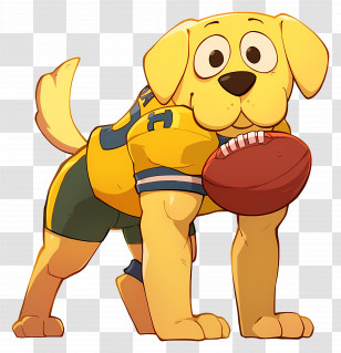 Cartoon Labrador Retriever - Cartoon Dog Holding Football In Sports Outfit Transparent PNG