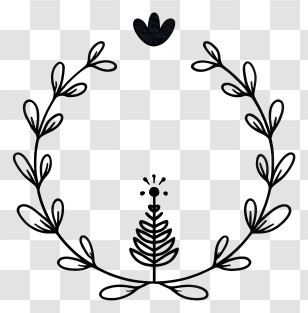 Line Art Wreath - Hand-drawn Laurel Wreath Doodle Transparent PNG