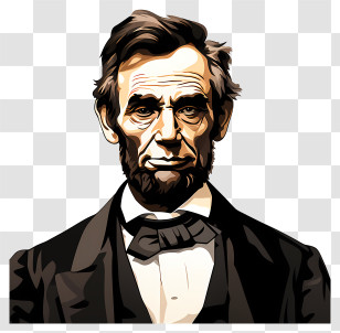 Abraham Lincoln Portrait - Cartoon Style Historic Portrait Artwork Transparent PNG