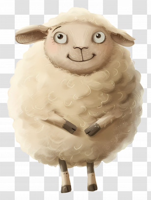 Cute Sheep - Cute Cartoon Sheep With Fluffy Wool Transparent PNG