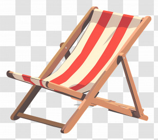 Deck Chair - Beach Deck Chair With Red Stripes Transparent PNG