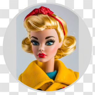 Barbie - Blonde Doll Wearing Yellow Coat With Red Headband Transparent PNG