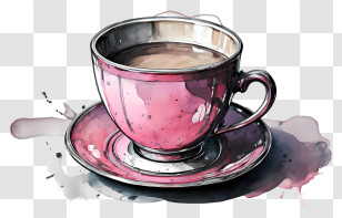 Pink Cup - Pink Watercolor Teacup Illustration Transparent PNG