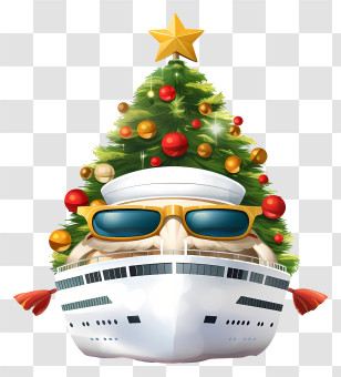 Emoji - Christmas Tree On A Cruise Ship Transparent PNG