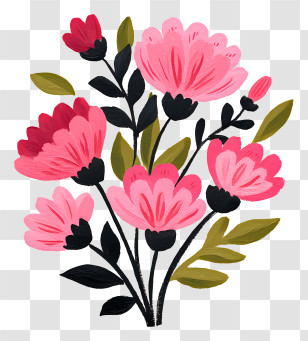Pink Bouquet - Pink Blossoming Flowers Transparent PNG