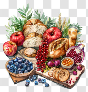 Shavuot - Still Life With Fruits And Bread Transparent PNG