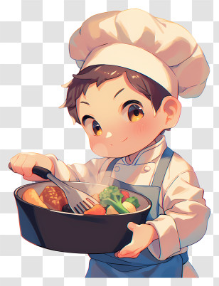 Anime Cook - Child Chef With Pot Of Vegetables Transparent PNG
