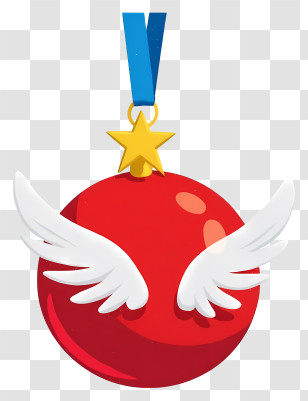Christmas Ball - Red Christmas Ornament With Wings Transparent PNG