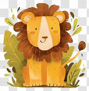 Cute Cartoon Lion - Cartoon Lion In Jungle Setting Transparent PNG