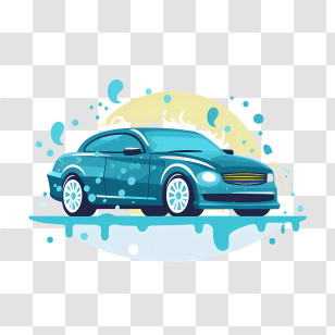 Car Wash - Blue Car With Fluid Abstract Background Transparent PNG