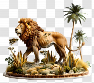 Forest Lion - Realistic Lion Illustration In Natural Habitat Transparent PNG