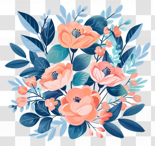 Bouquet Flowers - Colorful Floral Bouquet With Leaves Transparent PNG