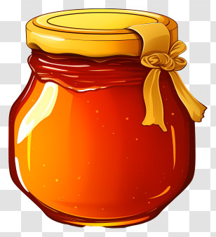 Honey Jar - Cute Honey Jar With Golden Ribbon Illustration Transparent PNG