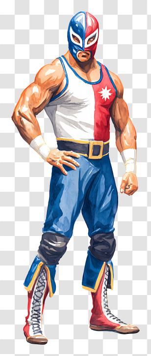 Australian Professional Wrestler - Masked Wrestler In Colorful Outfit Transparent PNG