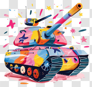 Cartoon Tank - Colorful Artistic Tank Illustration Transparent PNG